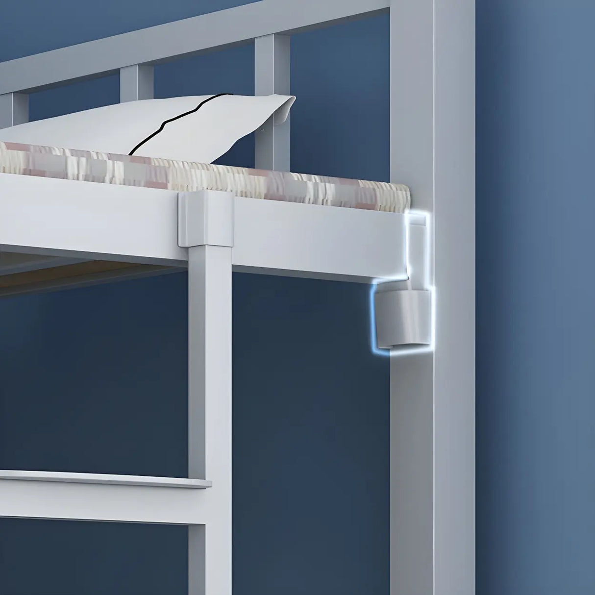 White Twin Open-Frame Iron Space-Saving Bunk Bed with Stairs Image - 13