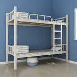 White Twin Open-Frame Iron Space-Saving Bunk Bed with Stairs Image - 14