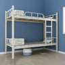 White Twin Open-Frame Iron Space-Saving Bunk Bed with Stairs Image - 14