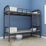 White Twin Open-Frame Iron Space-Saving Bunk Bed with Stairs Image - 2