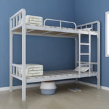 White Twin Open-Frame Iron Space-Saving Bunk Bed with Stairs Image - 21