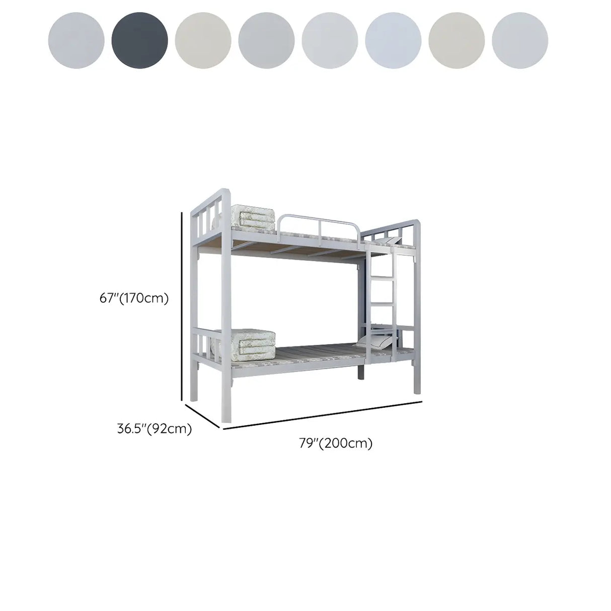 White Twin Open-Frame Iron Space-Saving Bunk Bed with Stairs 