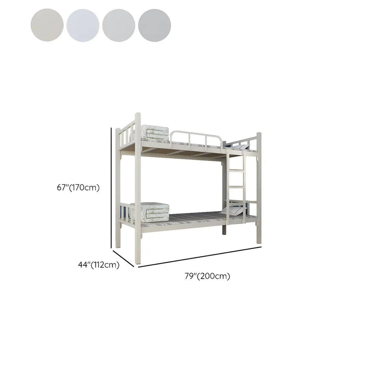 White Twin Open-Frame Iron Space-Saving Bunk Bed with Stairs Image - 23