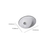 White Undermount Oval Ceramic Center Trapway Sink #size