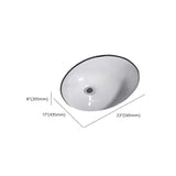 White Undermount Oval Ceramic Center Trapway Sink Image - 33