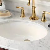 White Undermount Oval Ceramic Sink with Supply Lines Image - 1