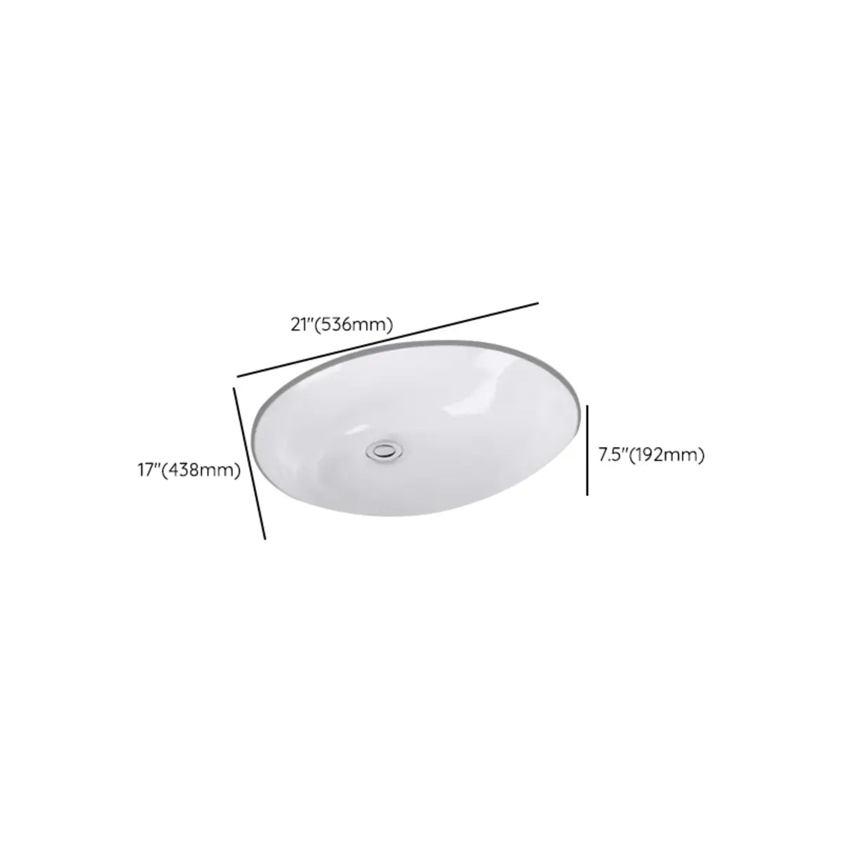 White Undermount Oval Ceramic Sink with Supply Lines 