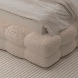 White Upholstered Headboard Sponge Solid Color Bed Image - 6