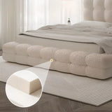 White Upholstered Headboard Sponge Solid Color Bed Image - 7