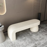 White Upholstered Short Height Bedroom Bench with Legs Image - 4