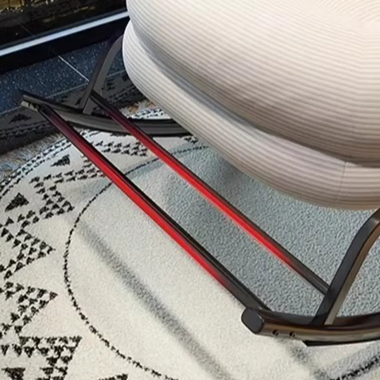 White Upholstered Track Arms Metal Leg Rocking Chair Image - 12