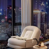 White Upholstered Track Arms Metal Leg Rocking Chair Image - 7