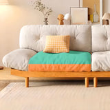 White Velvet Tufted Back Natural Rubberwood Leg Sofa Image - 11