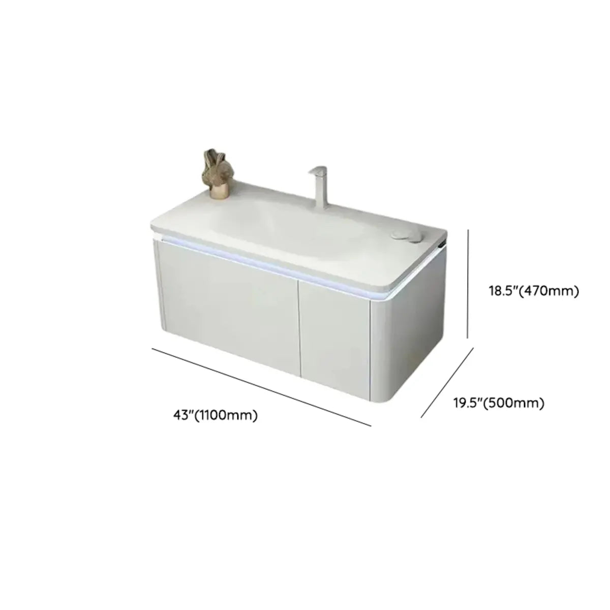 White Wall Mounted Acrylic Bathroom Vanity with Shelves Image - 13