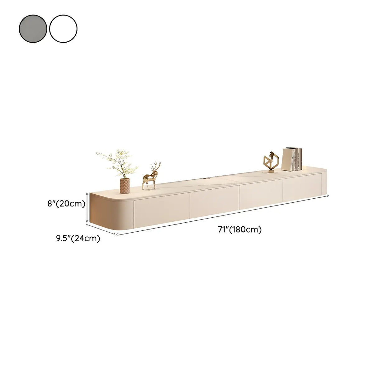 White Wall-Mounted Cabinet Cable Management TV Stand Image - 12