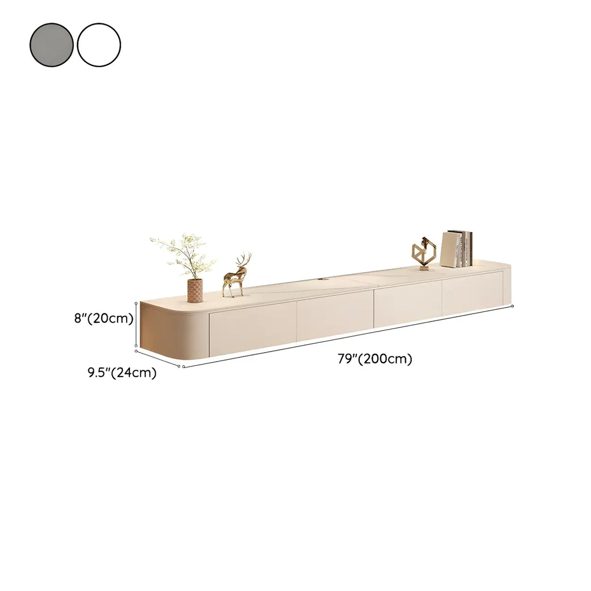 White Wall-Mounted Cabinet Cable Management TV Stand Image - 13