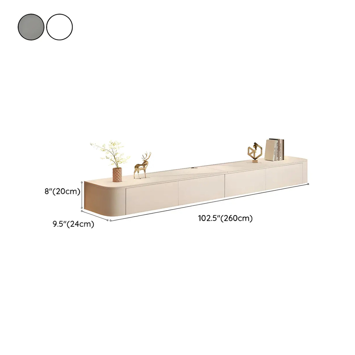 White Wall-Mounted Cabinet Cable Management TV Stand Image - 16