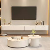 White Wall-Mounted Cabinet Cable Management TV Stand Image - 4