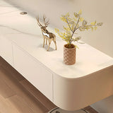 White Wall-Mounted Cabinet Cable Management TV Stand Image - 6