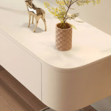 White Wall-Mounted Cabinet Cable Management TV Stand Image - 8