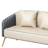White Water Resistant Leather Sloped Arms 2 Seats Sofa Image - 12