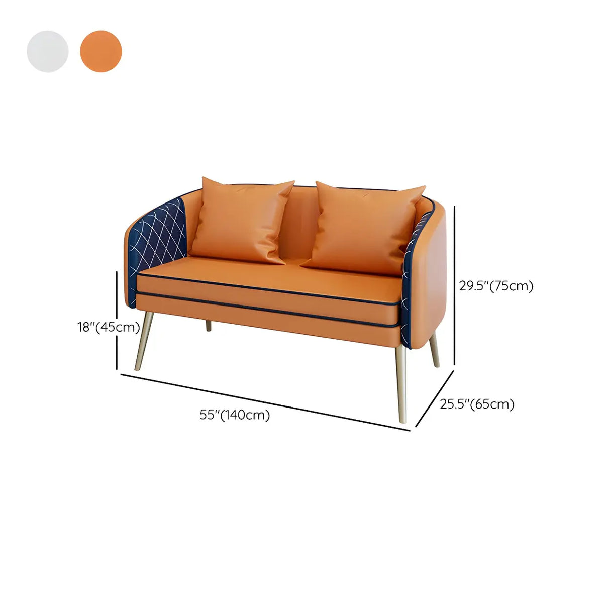 White Water Resistant Leather Sloped Arms 2 Seats Sofa Image - 14