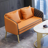 White Water Resistant Leather Sloped Arms 2 Seats Sofa Image - 3