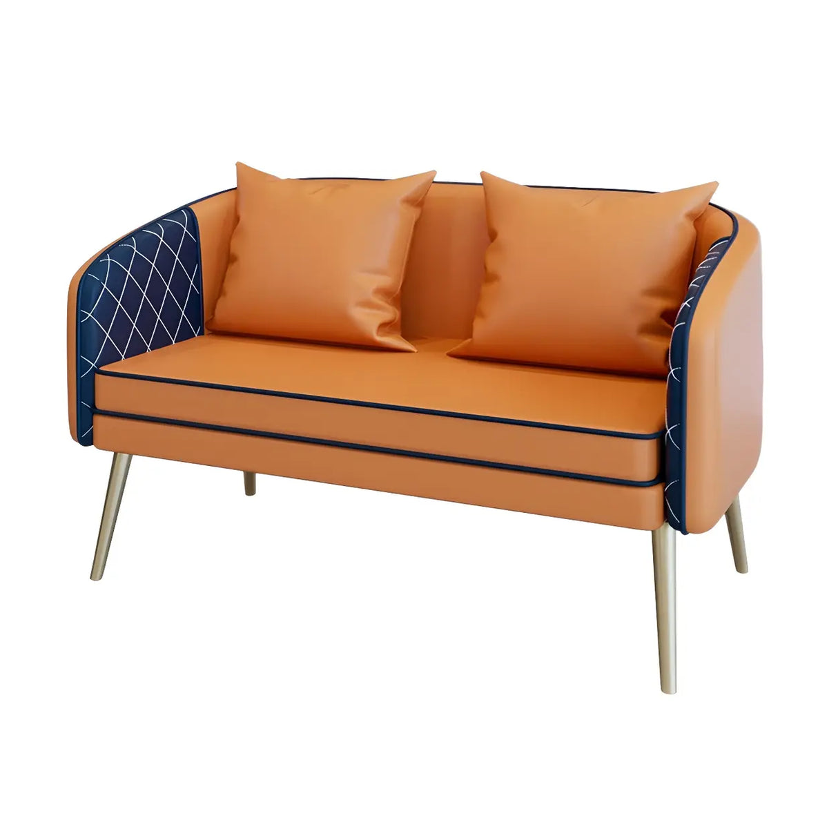 White Water Resistant Leather Sloped Arms 2 Seats Sofa Image - 9