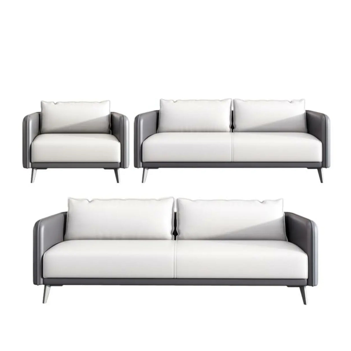 White Waterproof Leather Removable Cushions Sofa Set Image - 11