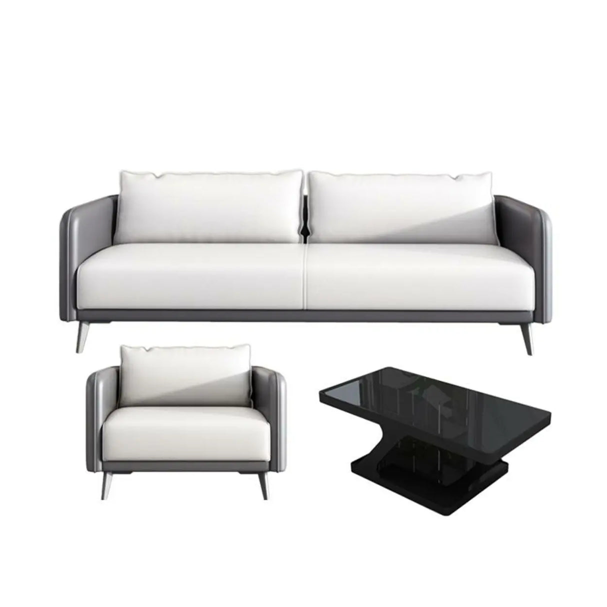 White Waterproof Leather Removable Cushions Sofa Set Image - 13