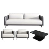 White Waterproof Leather Removable Cushions Sofa Set Image - 15