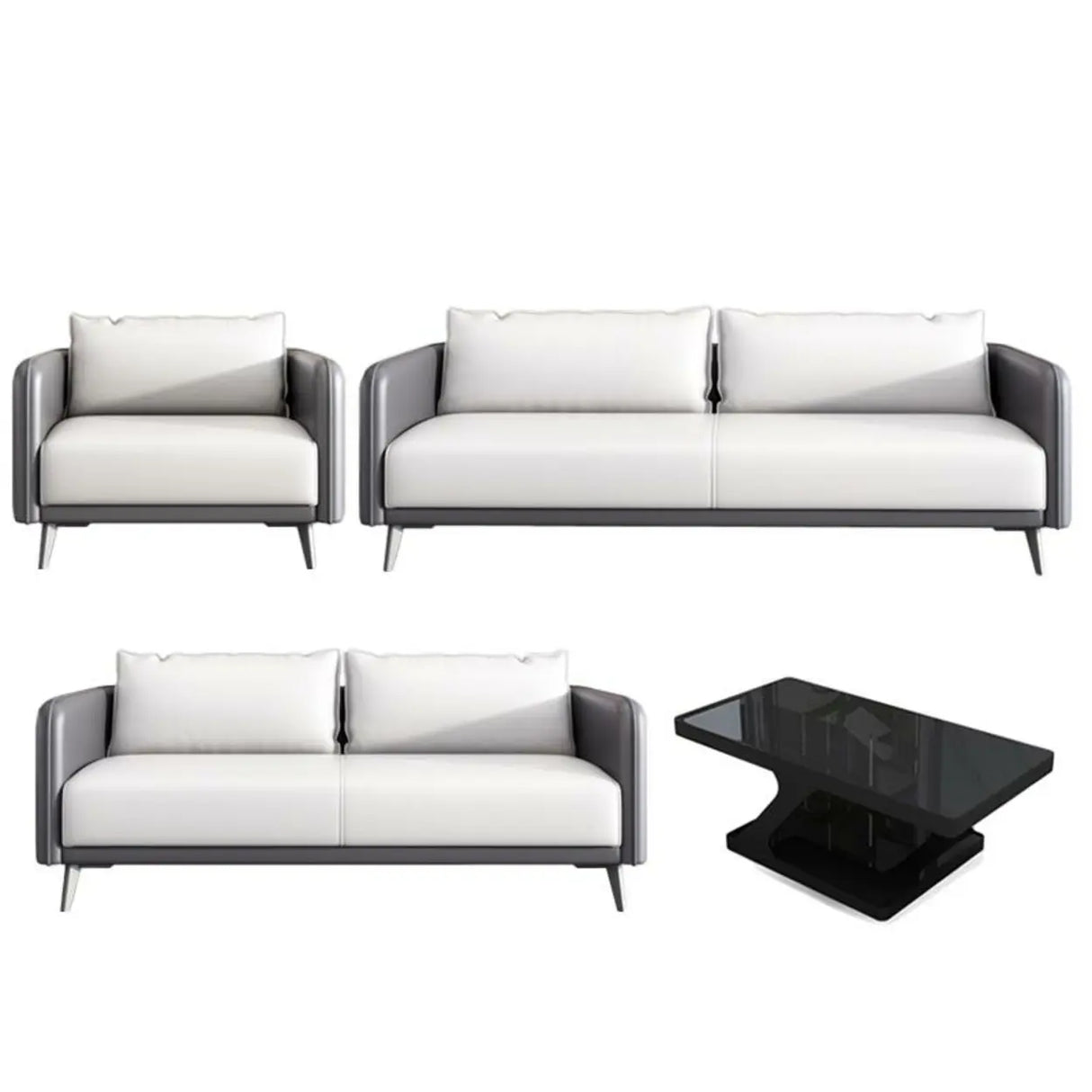 White Waterproof Leather Removable Cushions Sofa Set Image - 17