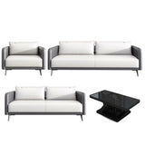 White Waterproof Leather Removable Cushions Sofa Set Image - 17