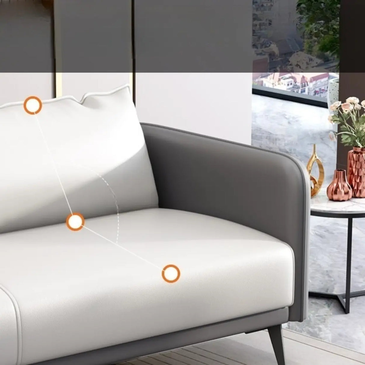 White Waterproof Leather Removable Cushions Sofa Set Image - 18