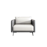 White Waterproof Leather Removable Cushions Sofa Set Image - 2