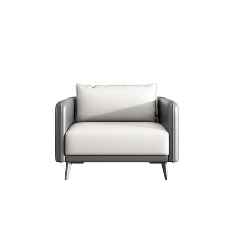 White Waterproof Leather Removable Cushions Sofa Set Image - 2