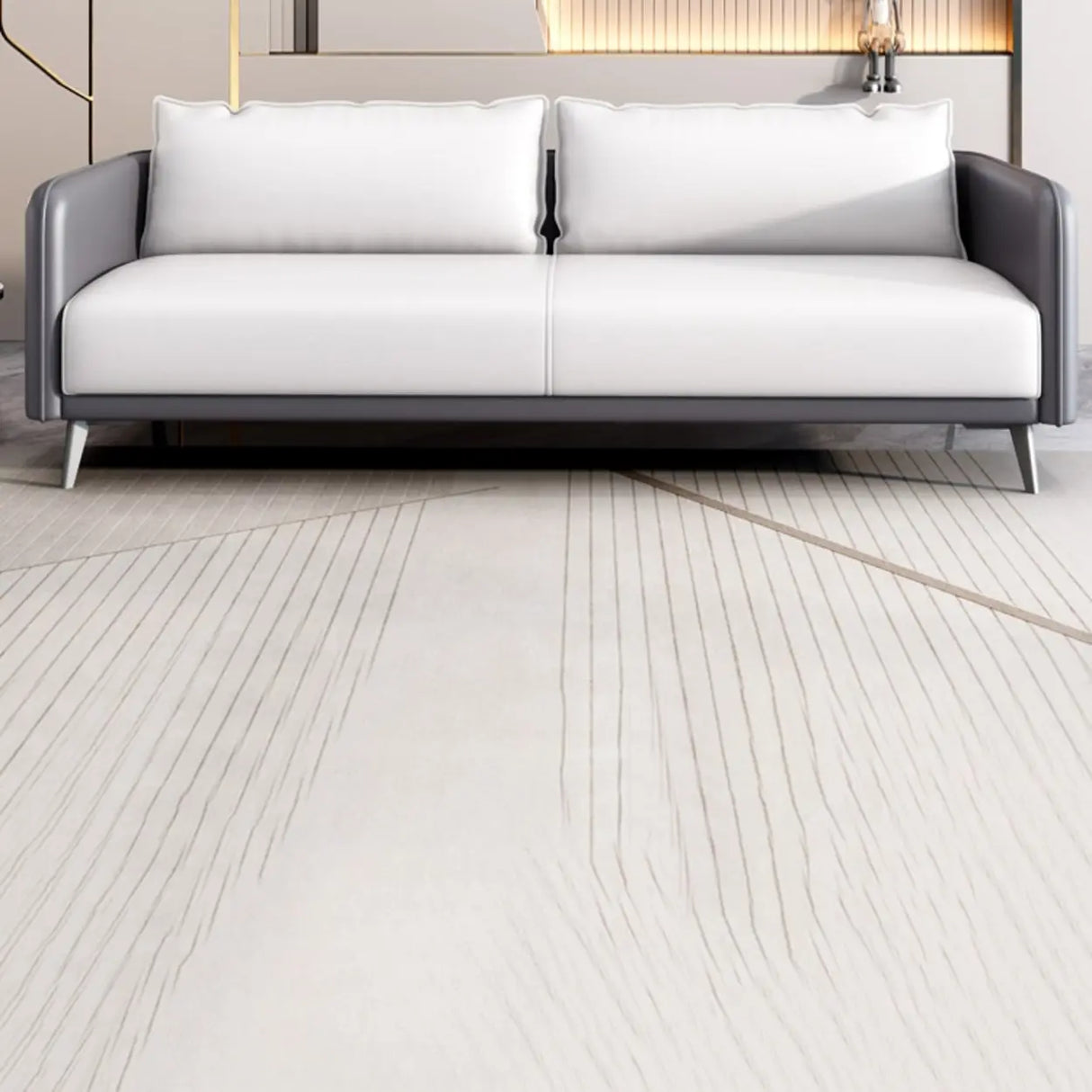 White Waterproof Leather Removable Cushions Sofa Set Image - 7