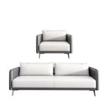 White Waterproof Leather Removable Cushions Sofa Set Image - 8