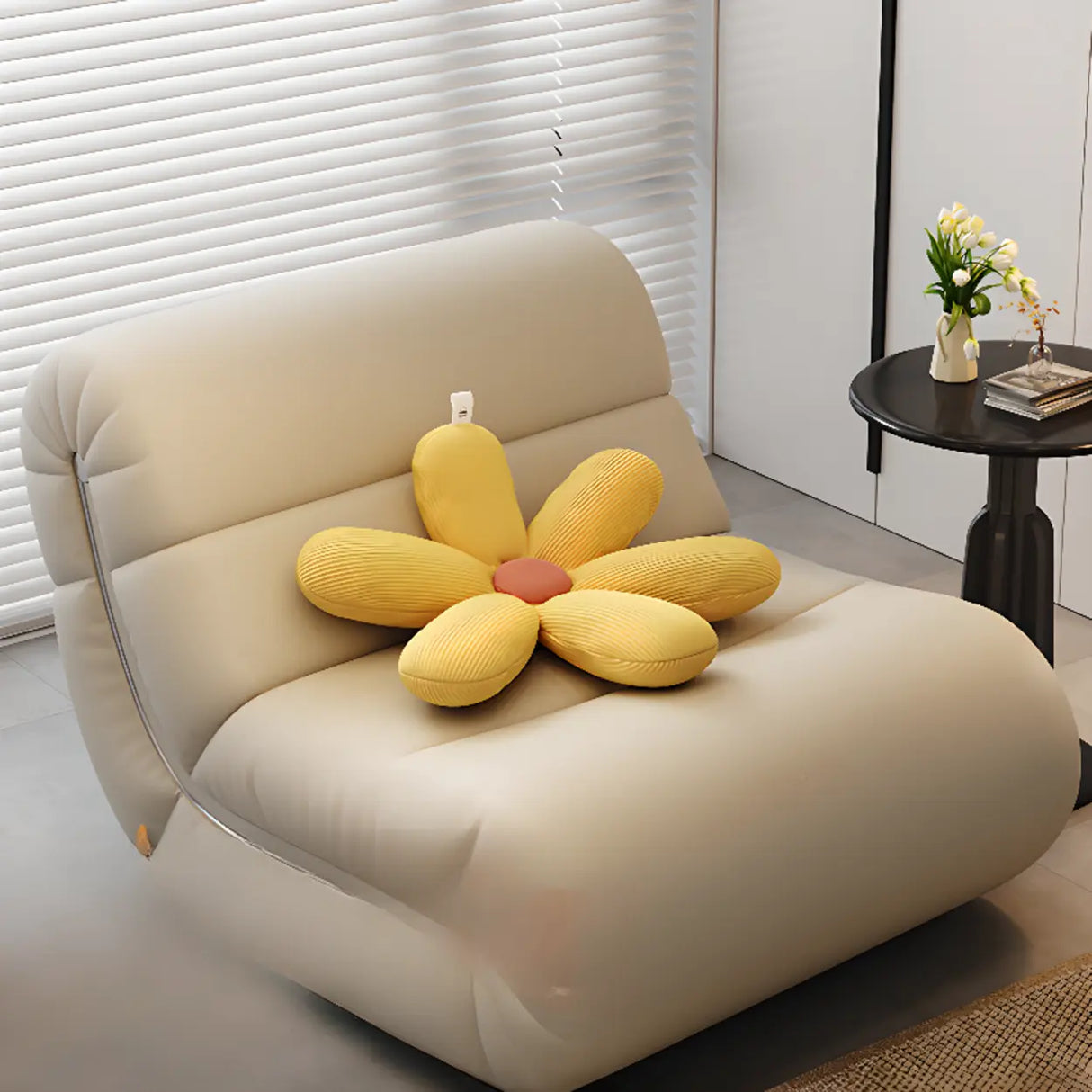 White Waterproof Sponge Upholstered Rocking Chair Image - 1