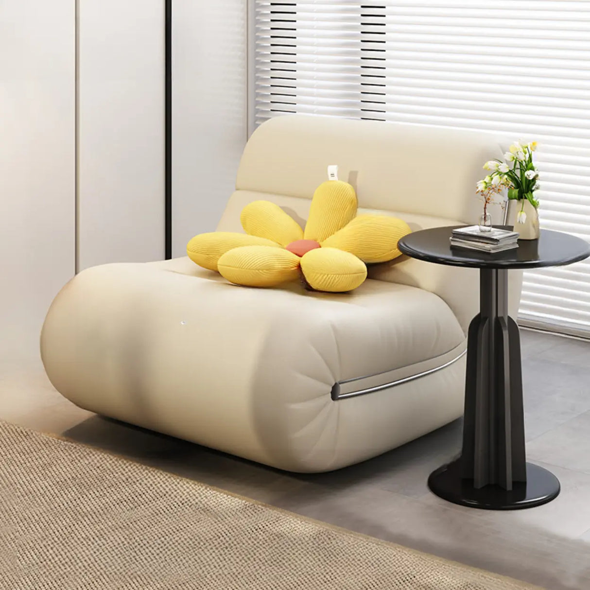 White Waterproof Sponge Upholstered Rocking Chair Image - 2