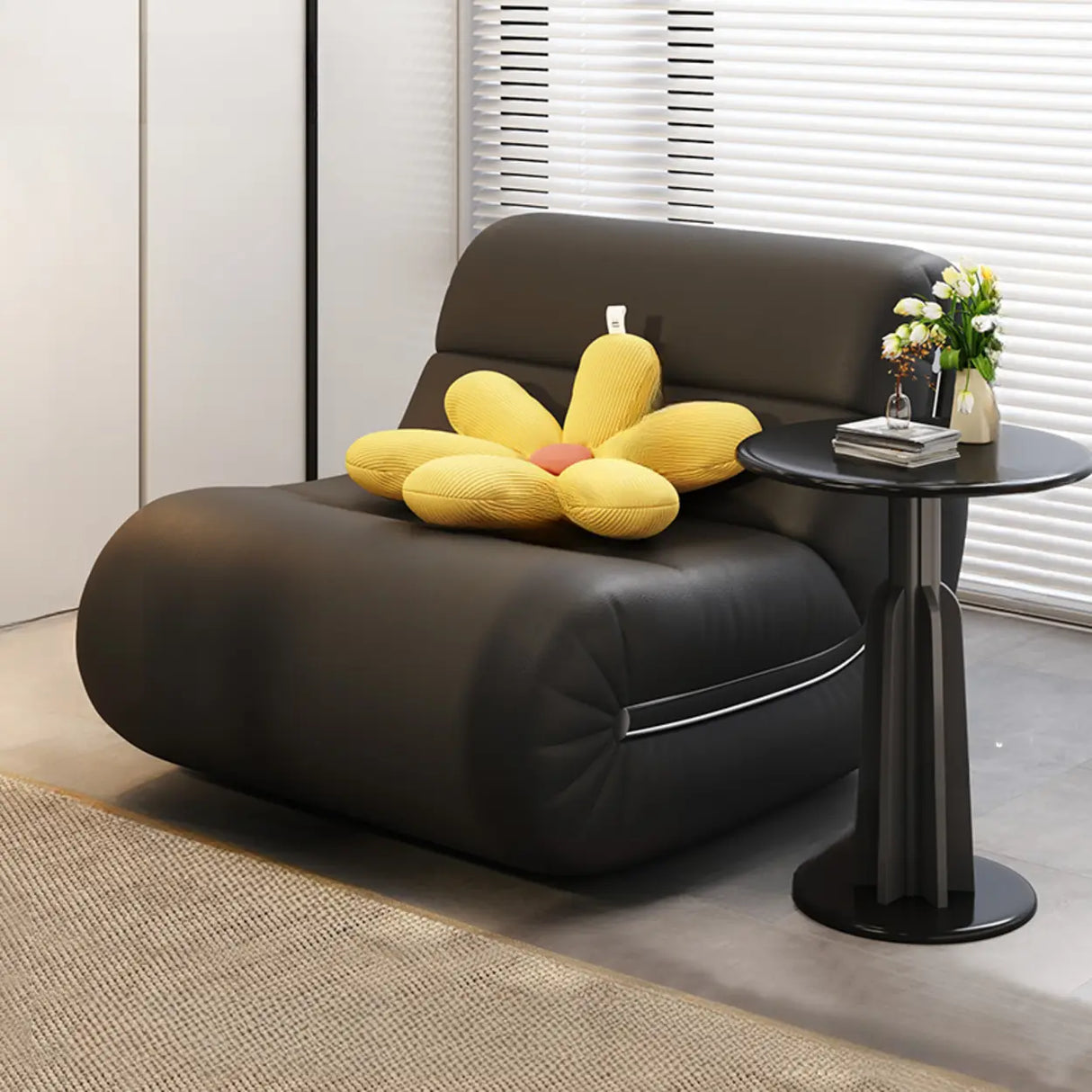 White Waterproof Sponge Upholstered Rocking Chair Image - 3