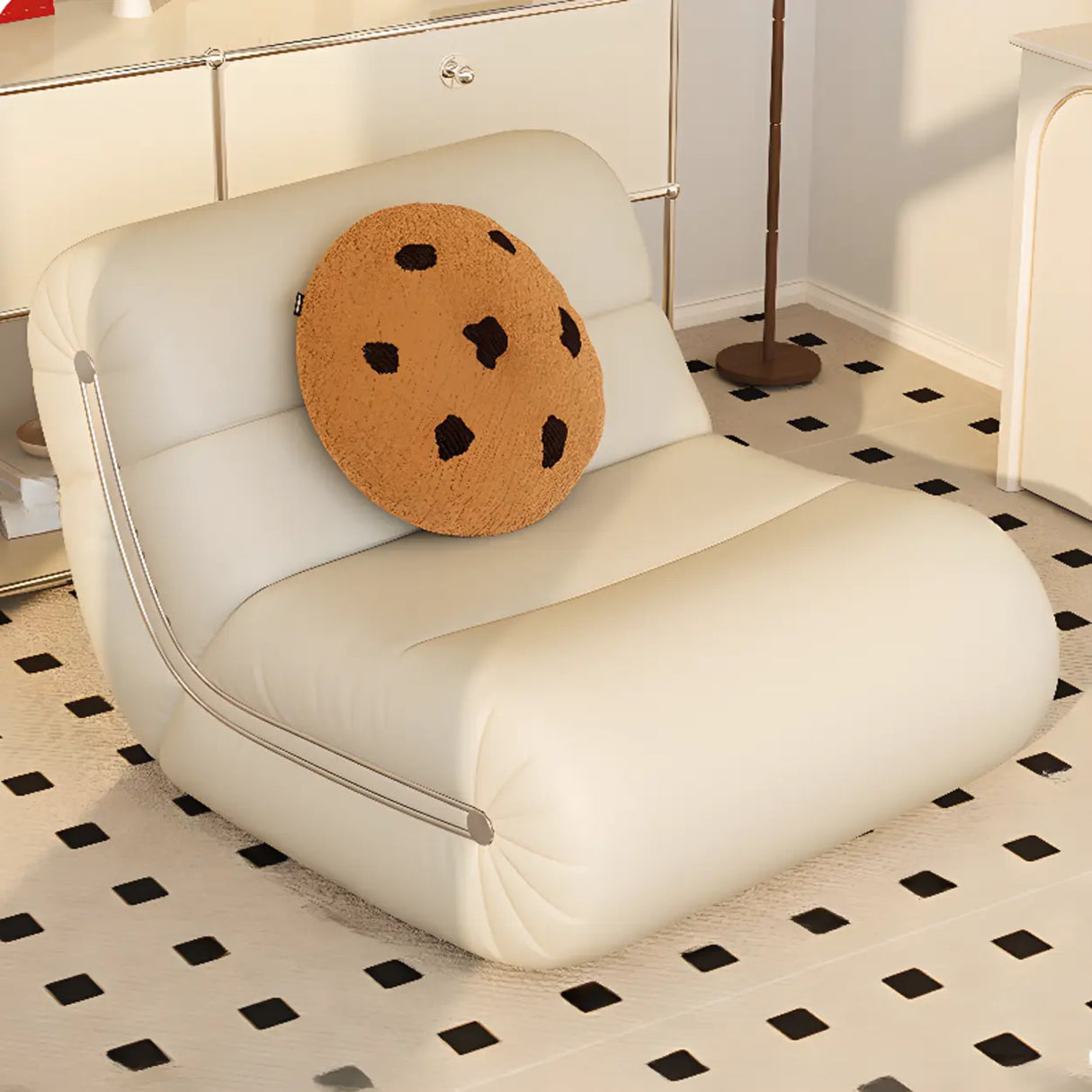 White Waterproof Sponge Upholstered Rocking Chair Image - 4