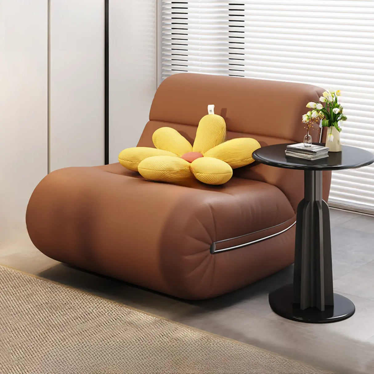 White Waterproof Sponge Upholstered Rocking Chair Image - 5