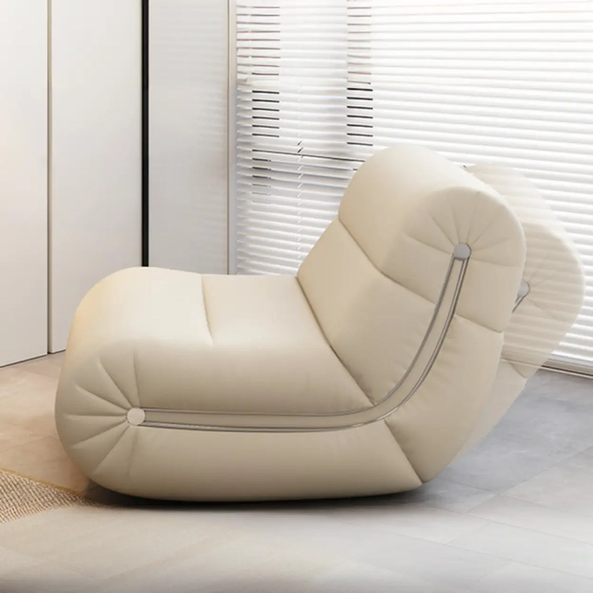 White Waterproof Sponge Upholstered Rocking Chair Image - 6