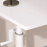 White Wood Adjustable Height T-Shape Standing Desk Image - 12