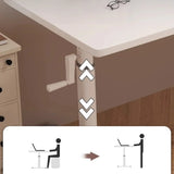 White Wood Adjustable Height T-Shape Standing Desk Image - 8