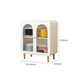 White Wood Arched Ribbed Glass Storage China Cabinet Image - 27