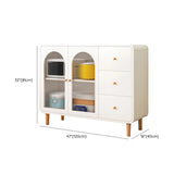White Wood Arched Ribbed Glass Storage China Cabinet Image - 30