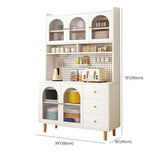 White Wood Arched Ribbed Glass Storage China Cabinet Image - 36