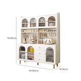 White Wood Arched Ribbed Glass Storage China Cabinet Image - 38